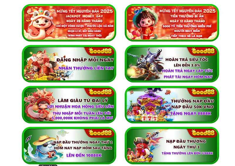 Banner khuyến mãi Good88 với thông tin các chương trình ưu đãi và phần thưởng hấp dẫn